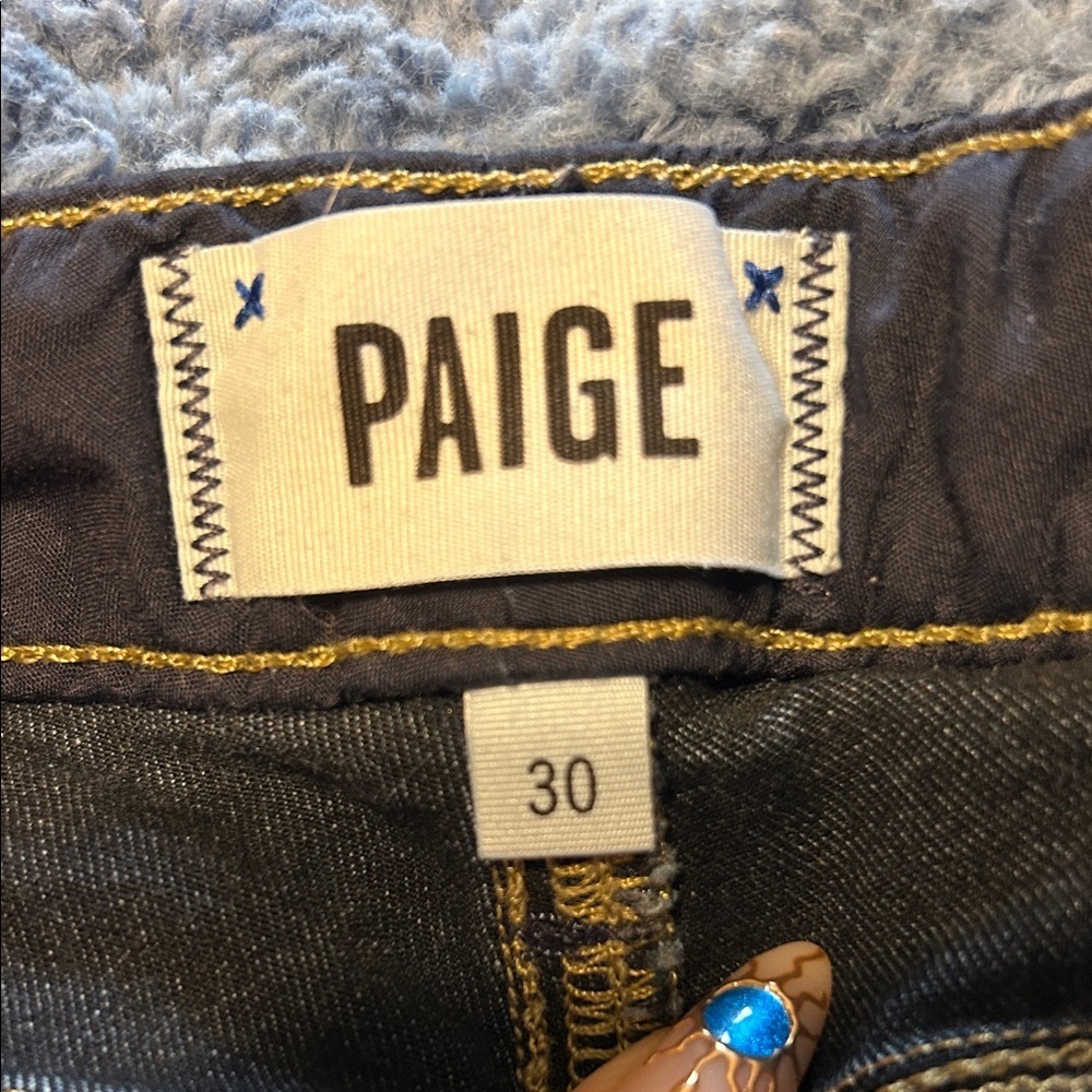 PAIGE Dark Blue Straight Leg Jeans - Picture 4 of 8